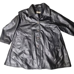 Vintage Allison Woods Leather Jacket Black Plus Size 2X